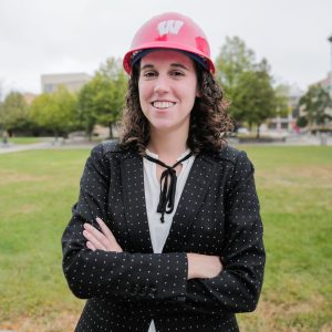 Prof. Blum wearing a hardhat